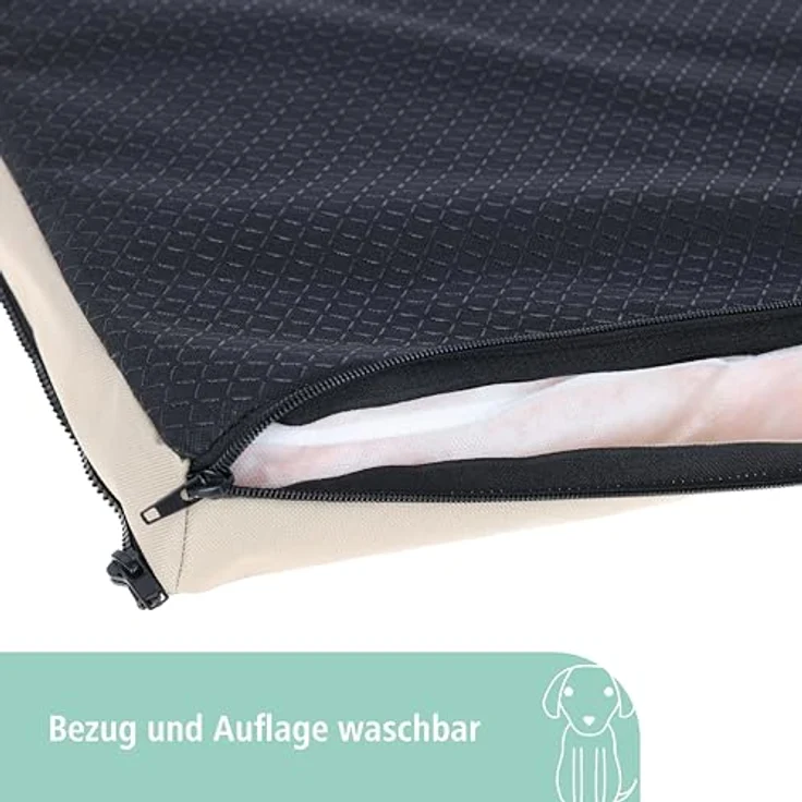 Kerbl Pet Multifunktionsmatratze, beige/braun, orthopädisches Hundebett mit Memory-Foam, 72x50x7 cm, waschbar und mit integrierter Inkontinenzauflage – Bild 5
