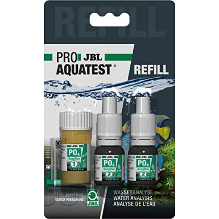 JBL ProAquaTest PO4 Phosphat Sensitiv Nachfüller, Wassertest-Reagenzien für Süß-/Meerwasser-Aquarien und Teiche, 3 Stück, wiederverschließbar – Bild 2
