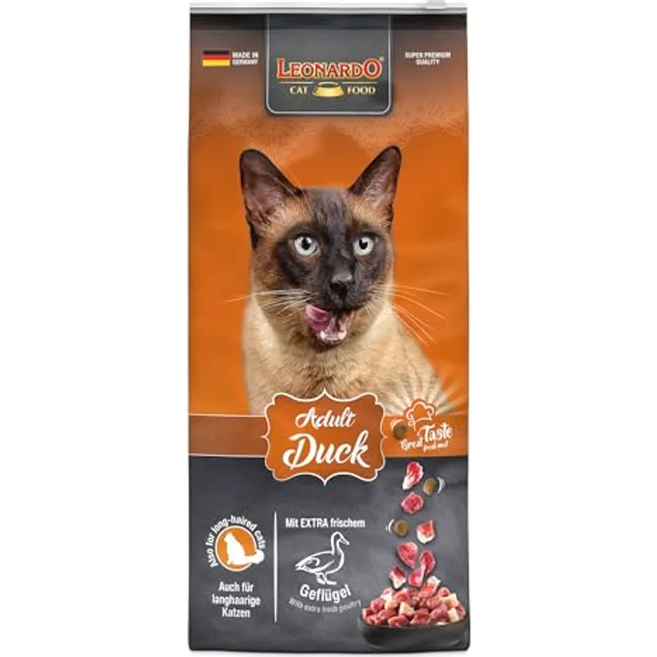 Leonardo Adult Duck, Katzen-Trockenfutter Sparpaket, 2 x 15 kg mit 30% frischem Geflügelfleisch, für gesunde Ernährung und glänzendes Fell