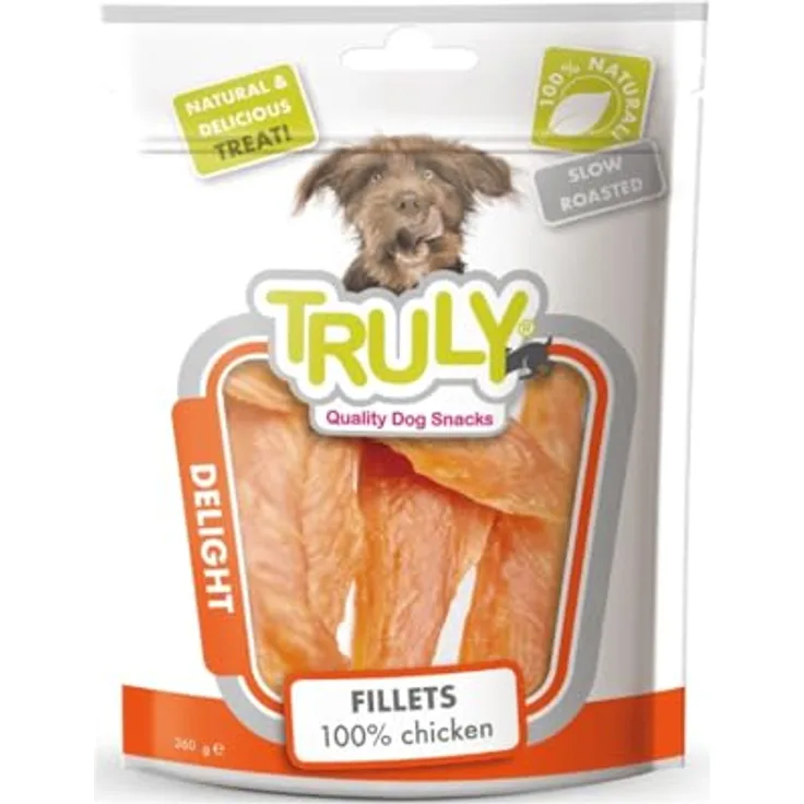 Truly Hunde Snacks Chickenfilet, 100% natürliche Hühnerbrustfilet für gute Zahnpflege, 360 g