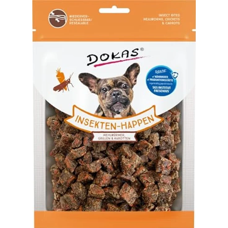 Dokas Dog Insekten-Happen, Hundesnack mit Mehlwürmern, Grillen und Karotten, 5er Pack, 5 x 100 g, aus alternativen Proteinquellen, als Belohnung zwischen den Mahlzeiten – Bild 2