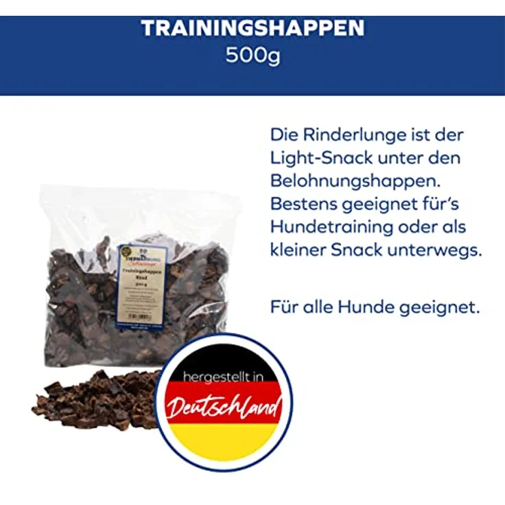 Tiernahrung Schwenner Getrocknete Trainingshappen für Hunde, 500g Rinderlunge, gesunde und natürliche Hundesnacks ohne Zusatzstoffe – Bild 3