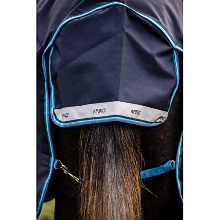 Horseware Amigo Bravo 12 Original lite 100 g, Wasserdichte Pferdedecke, Navy/Turquoise, 145 cm – Bild 5