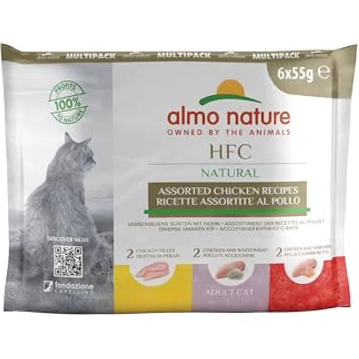 almo nature HFC Natural Nassfutter für Katzen mit Huhn, Human-Grade, Gluten-Free, Monoprotein, 55g, 6er Pack