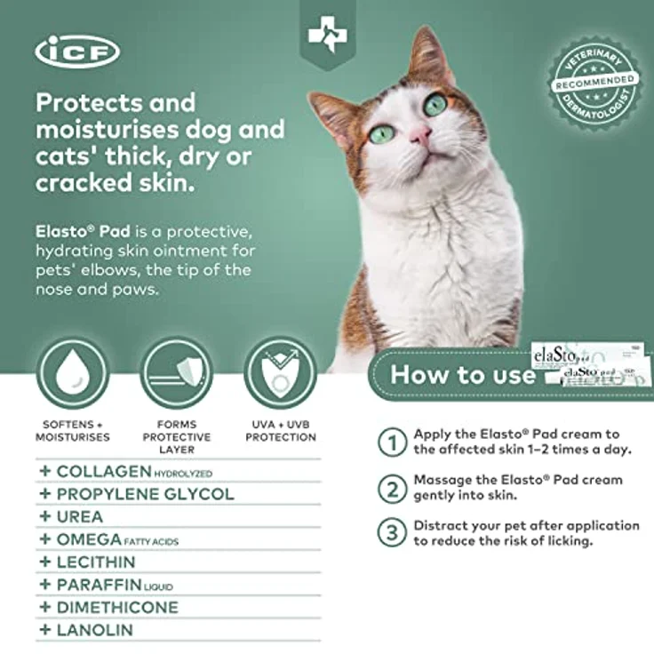 ICF Elasticopad POM, Hunde-Juckreizmittel für trockene und rissige Haut, 75ml, schützende Hautsalbe mit Sonnen- und Pfotenschutz – Bild 2