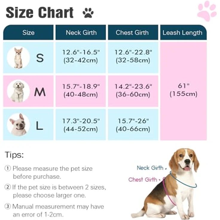 Pawaboo Hundegeschirr mit Hundeleine Set, X-Rahmen, verstellbares Anti-Zug Brustgeschirr für kleine und mittelgroße Hunde & Welpen, atmungsaktive Weste, Größe S, Schwarz – Bild 2