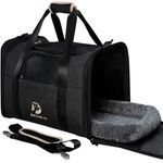 Petula Katzentasche & Hundetasche – Faltbare Transportbox für Katzen & kleine Hunde bis 13 kg, formstabil mit Innenmatte und Belüftung (Schwarz)