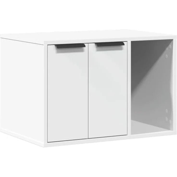 vidaXL Katzentoilette, Katzenklo Weiß 60x40x40 cm Holzwerkstoff, Verstecktes Design, Vielseitig einsetzbar, Individuell anpassbare Installation – Bild 2