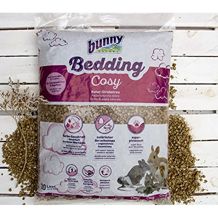 Bunny Nature Bedding Cosy, 20 l Natur-Strohstreu für Kaninchen & Nagetiere mit Turbo-Saugkraft und natürlichem Geruchsstopp – Bild 2