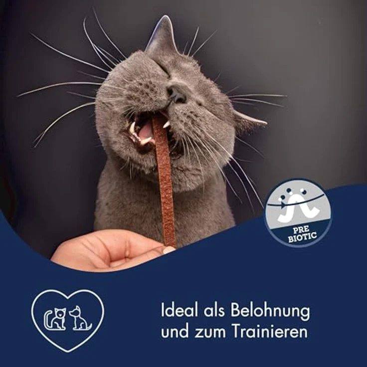 Dr.Clauder's Stripes Snack Small, 95% Fleisch mit Inulin für Hunde und Katzen, dampftrocknete Leckerlis, 80g Huhn – Bild 2