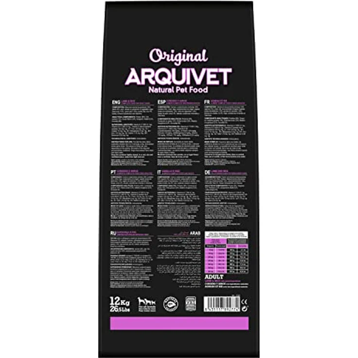 Arquivet Original Adult – Trockenfutter für ausgewachsene Hunde, Lamm und Reis, 12 kg, natürliche Inhaltsstoffe, für alle Rassen, hohe Verdaulichkeit und Zahngesundheit – Bild 5