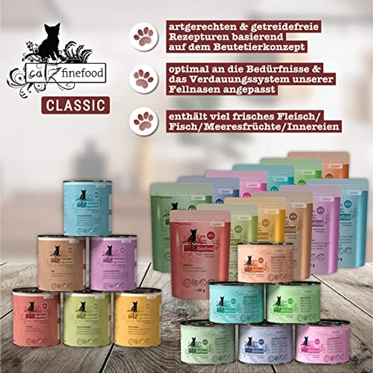 catz finefood N° 3 Geflügel Feinkost Katzenfutter nass, Premium Nassfutter für Katzen ohne Getreide und Zucker, 69% Fleischanteil, 6 x 300g Beutel – Bild 3
