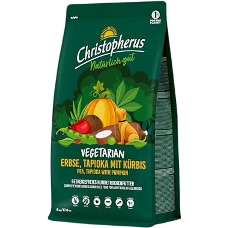 Christopherus Vegetarian - Hundefutter mit Erbse, Tapioka und Kürbis, 8kg, vegetarisch und umweltfreundlich – Bild 4