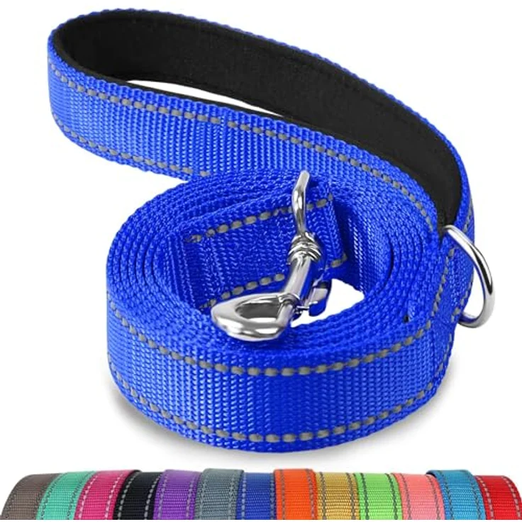 Joytale Hundeleine für kleine Hunde, Doppelseitig Reflektierend aus Nylon mit Gepolstertem Griff, 1,2m x 2cm, Navy blau – Bild 1