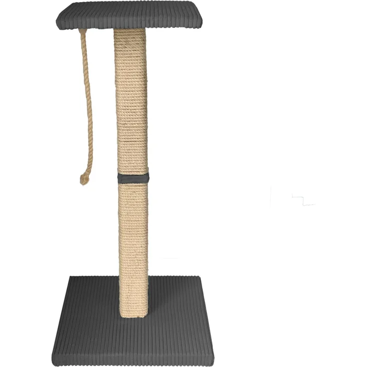 Silvio Design Rohrschneider RS 22364 Emmi Katzenbaum – Kratz- und Liegeelement, dunkelgrau, stabile Vollholz-Konstruktion, gepolsterte Liegefläche mit Katzenminze, robuste Sisal-Kratzflächen