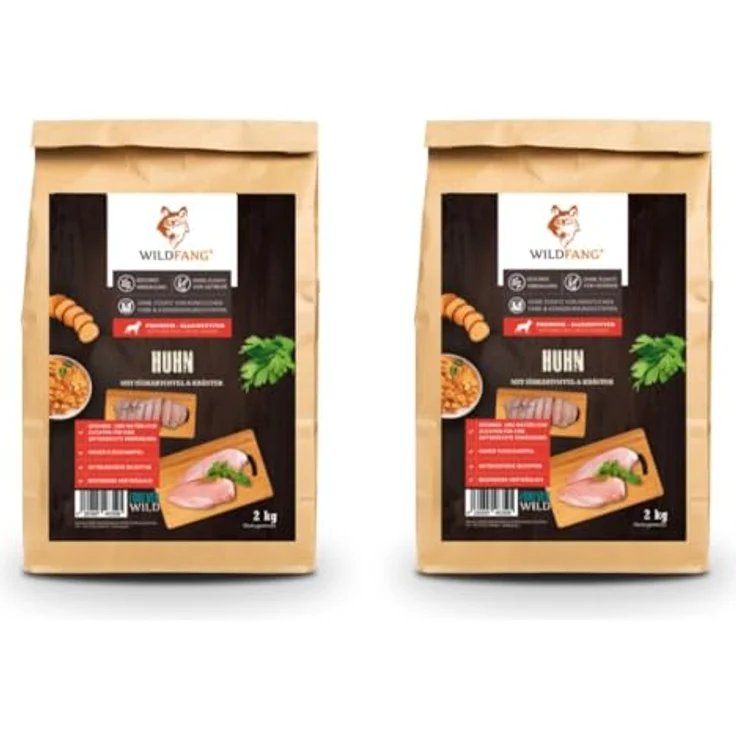 Wildfang® Hundefutter Trocken - Getreidefreies Premium Hundefutter mit 55% Huhn, 2 x 2 kg, Adult – Bild 1