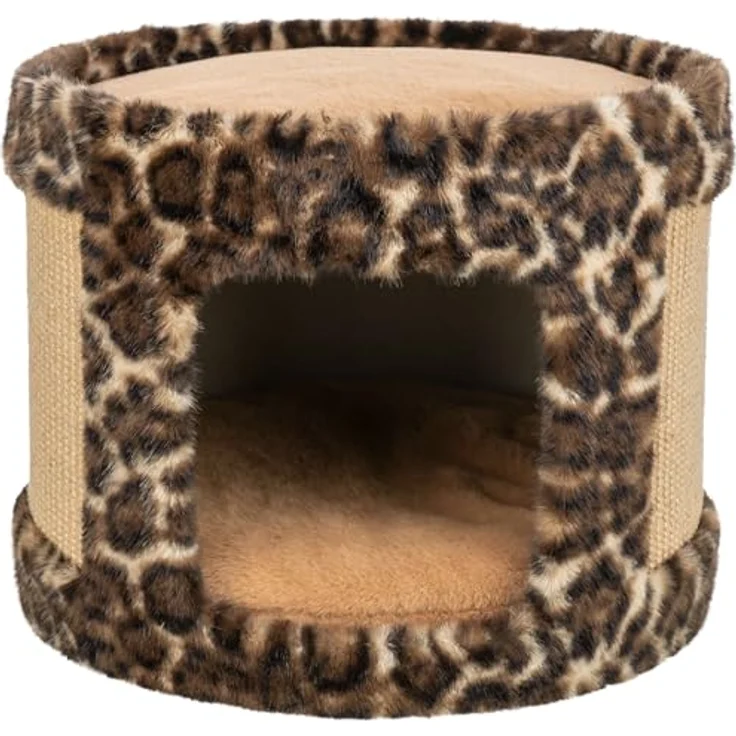 Trixie Kratzhöhle Leo, kuschelige Kratzhöhle mit gemütlichem Bett Ø 38 × 30 cm, braun, stabile Sisalflächen für Katzen, komfortabel und ideal für Krallenpflege - 48180 – Bild 2