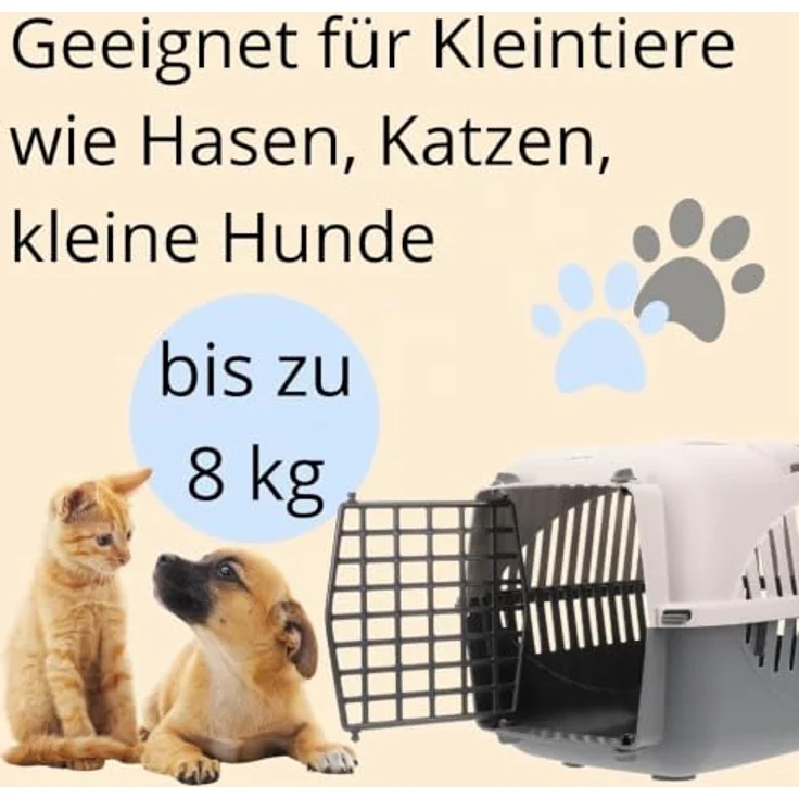 GarPet Tiertransportbox 2er Set, graue Katzentransportbox und Hundebox für Auto mit Sicherheitsgurt und optimaler Belüftung, für Tiere bis 8 kg – Bild 6