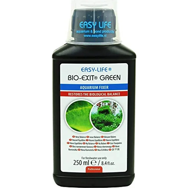 Easy Life Bio Exit Green Wasseraufbereitungsmittel für Aquarien, 250 ml - Biologisches Gleichgewicht, kaum schädlich für Fische und Pflanzen