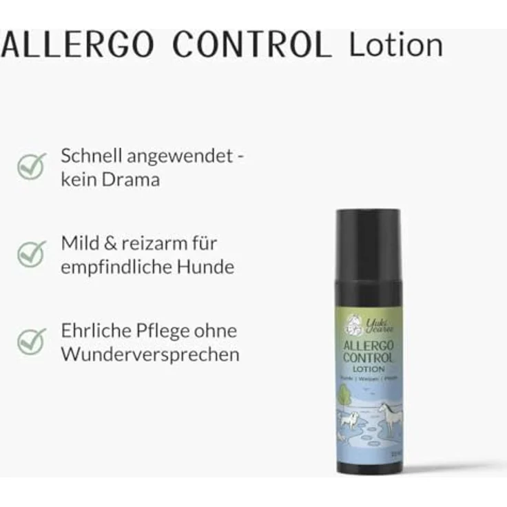Yuki cares Allergo Control Lotion, Juckreizmittel für Hunde mit natürlichen Wirkstoffen, 10ml, handgemacht in Deutschland – Bild 5