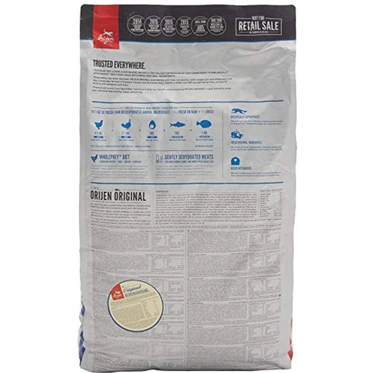 Orijen Original, Hunde-Trockenfutter für Erwachsene, 17 kg, reich an rohen tierischen Inhaltsstoffen – Bild 2