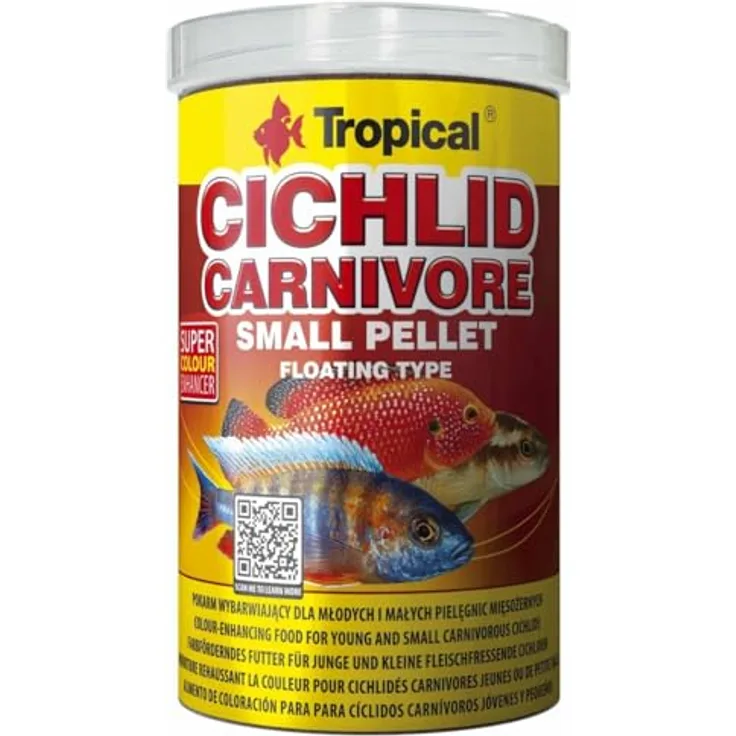 Tropical Cichlid Carnivore Small Pellet, schwimmende Futterpellets für junge, kleine Cichliden, 250 ml