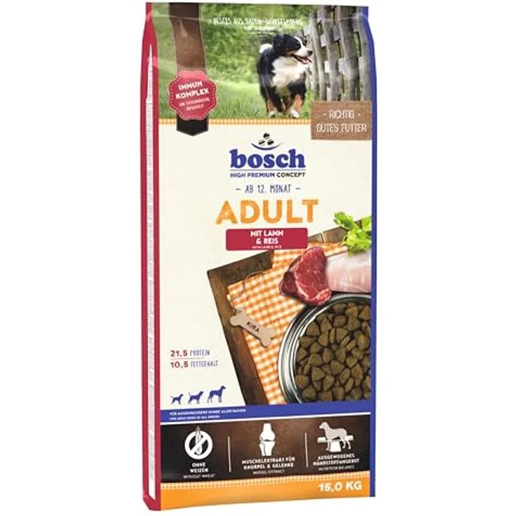 Bosch Adult Lamm und Reis, Hunde-Trockenfutter mit Vitaminen, 15kg – Bild 1