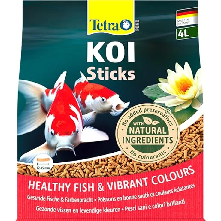 Tetra Pond Koi Sticks, Hauptfutter für Koi-Fische mit Carotinoiden und ungesättigten Fettsäuren, 4 L Beutel – Bild 1