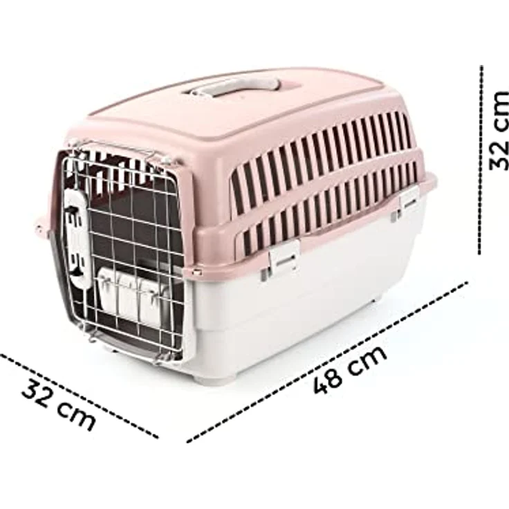 GarPet Hunde-Transportbox Transportbox IATA Flugbox Flugzeug Transport Box Hunde Katzen Gr. S, Grau/Altrosa kombiniert – Bild 6