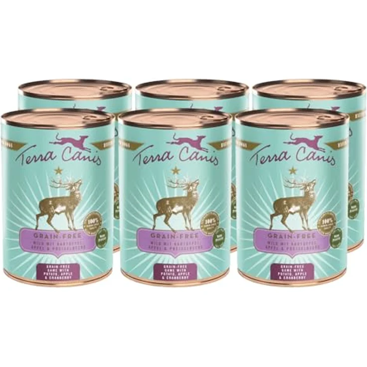 Terra Canis Wild, Nassfutter mit Kartoffel, Apfel & Preiselbeere, getreidefrei, 6x400g, in 100% Lebensmittelqualität, reichhaltig und glutenfrei – Bild 1
