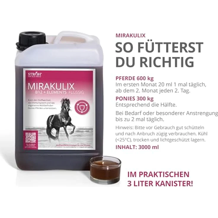 STRÖH MIRAKULIX (3l) Vitamin B12 für Pferde, Nahrungsergänzung zur Unterstützung von Immunsystem und Verdauung, immunstärkender Booster – Bild 4