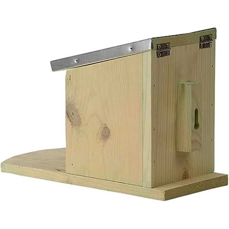 Esschert Design Futterhaus, Futterstation für Eichhörnchen mit Metalldach, Deckel klappbar, ohne Nüsse, ca. 12,2 cm x 23 cm x 17,5 cm – Bild 8