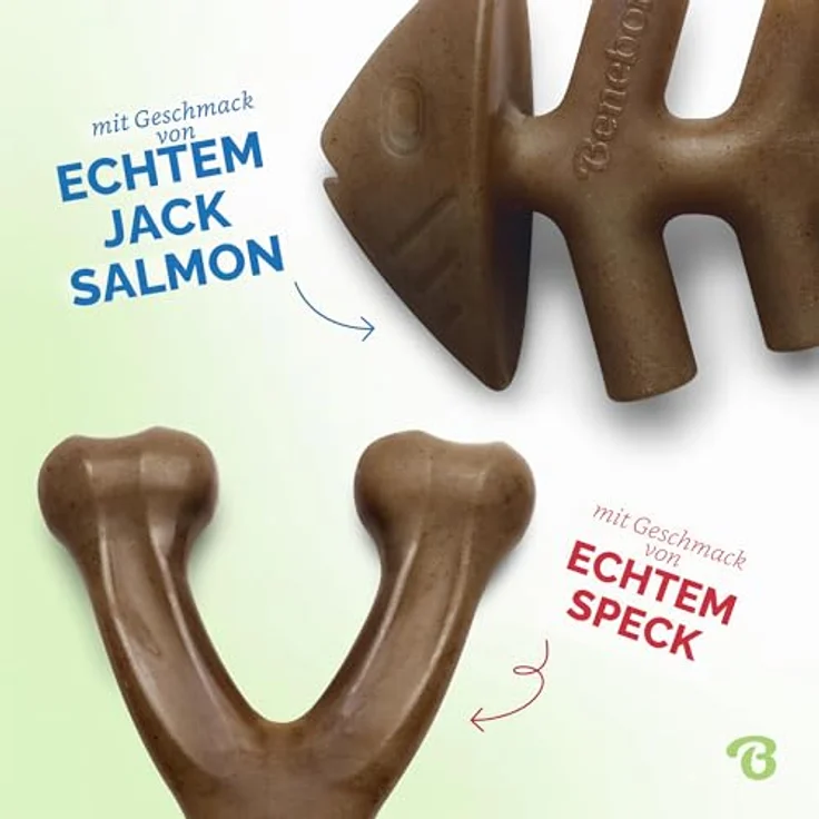 Benebone 2er Fishbone/Wishbone Kauspielzeug, Hundeknochen in M, 100% echter Speck, robust und leicht zu greifen – Bild 2