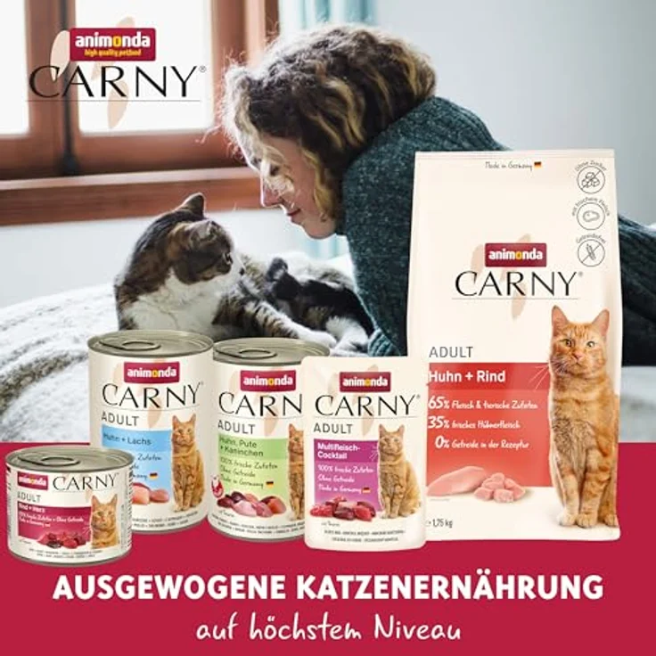 Animonda Carny Trockenfutter Katze Adult Huhn und Rind, 350 g, knuspriges Futter ohne Getreide, mit frischen Proteinen, ideal für sensible Katzen – Bild 5