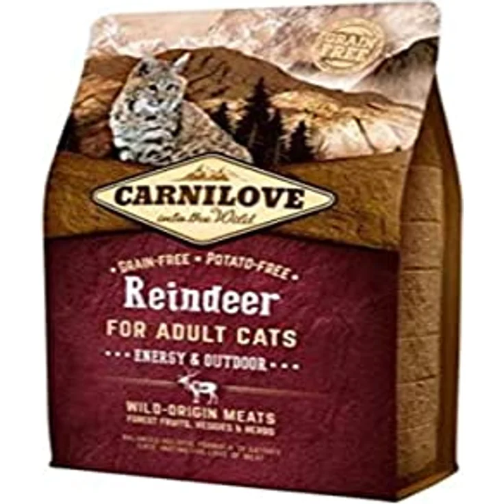 Carnilove Cat Adult - Reindeer, getreidefreies Trockenfutter für ausgewachsene Katzen, 2kg, Energy und Outdoor – Bild 1