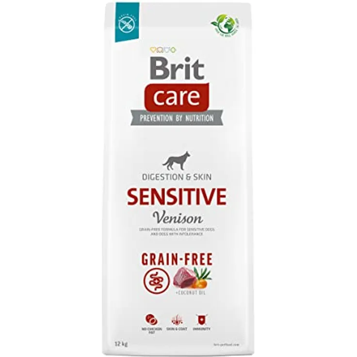 BRIT Care Dog Sensitive Venison, Trockenfutter für Hunde mit Nahrungsmittelunverträglichkeiten, 12 kg, getreidefrei
