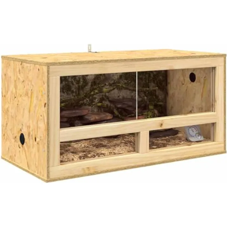 vidaXL Terrarium Braun 80 x 40 x 40 cm, OSB mit klarem Glas, rustikal und langlebig, ideal für Reptilien und Nagetiere