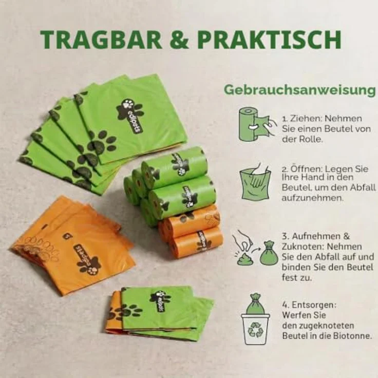 Edipets Hundekotbeutel biologisch abbaubar, 36 Rollen mit 540 Einheiten, extra dick und auslaufsicher, 23x33 cm, nicht parfümiert – Bild 5