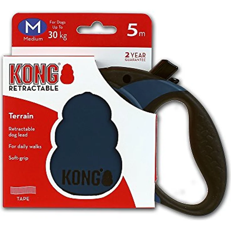 KONG Terrain Hundeleine, einziehbar mit Softgrip-Griff und intuitivem Bremssystem, schwarz – Bild 2