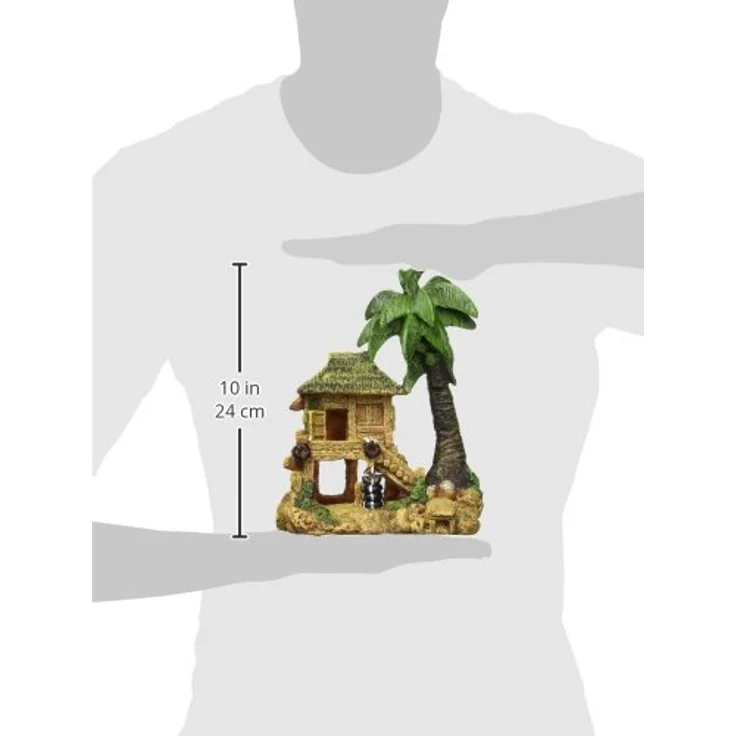 EBI Aqua Della Tropical Island Nr. 3 mit House, Aquarium Dekoration aus Polyesterharz, 22,7 cm hoch, tropisches Motiv – Bild 2