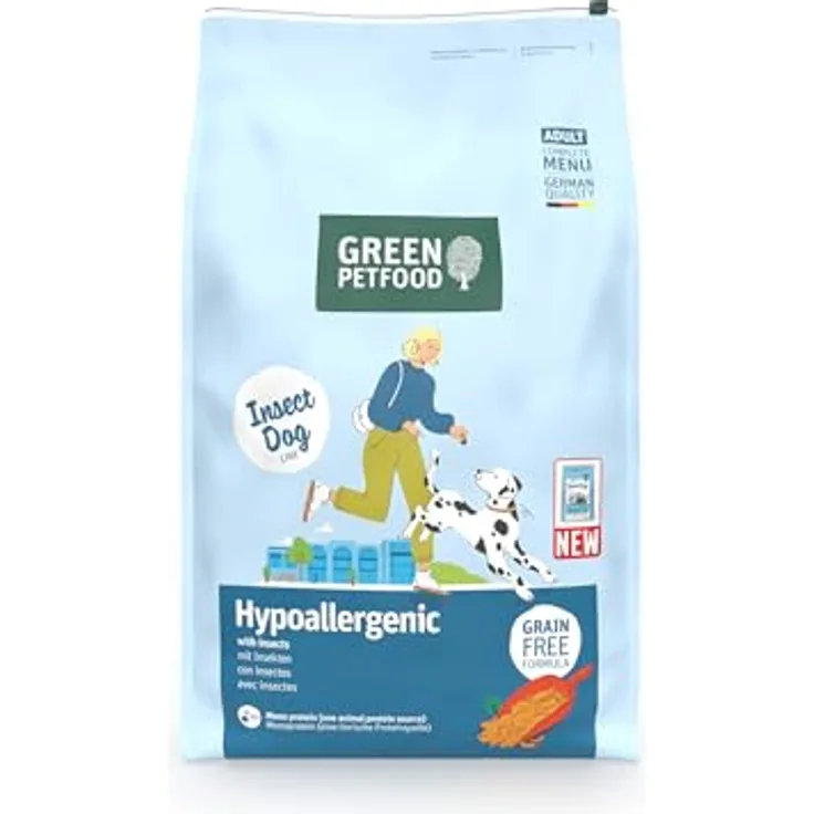 Green Petfood Hypoallergenic Insects, Hunde-Trockenfutter mit Insektenprotein, 10 kg, getreidefrei, hypoallergen