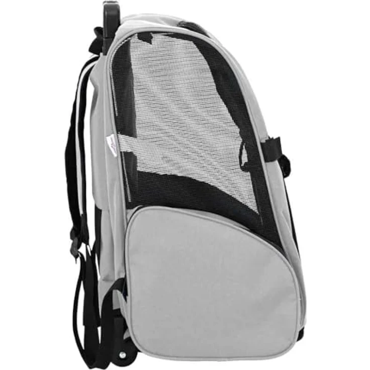 vidaXL Hunde-Transportbox 3-in-1 Trolley Grau, 48x32x57 cm, mit Netzfenstern und verstellbarem Griff, für Hunde und Katzen – Bild 9