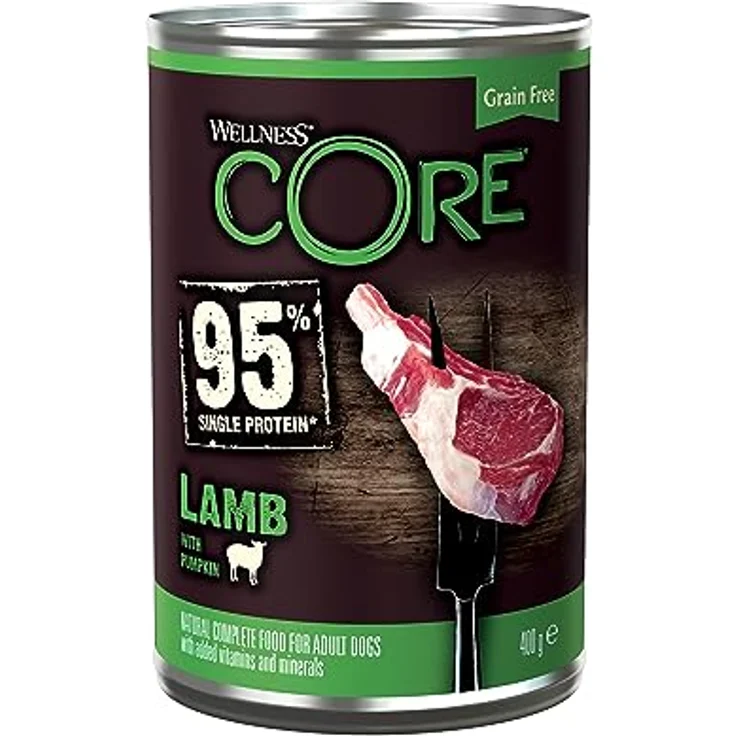 Wellness CORE 95% Lamm & Kürbis, Hundefutter Nass, stückige Pastete, getreidefrei, hypoallergen, proteinreich, 6 x 400g – Bild 2