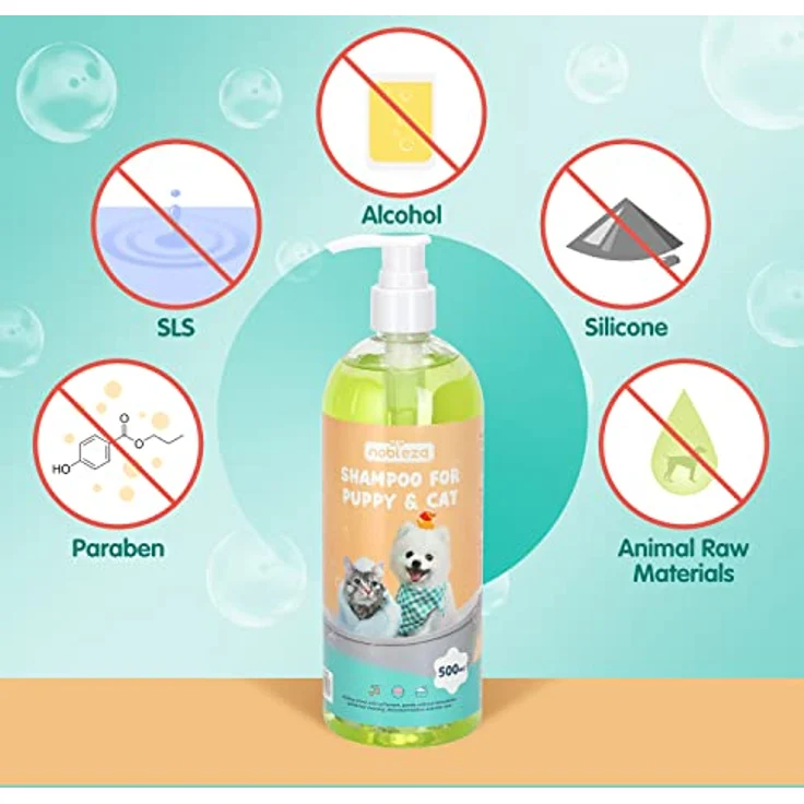 Nobleza Hundeshampoo Welpen Mild, 500ml, Ungiftig, PH-neutral, Kokosnuss-Duft, Für empfindliche Haut und geschmeidiges Fell – Bild 2