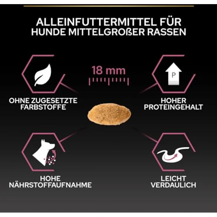 PURINA PRO PLAN Medium Adult Sensitive Skin, Trockenfutter für mittelgroße Hunde mit Lachs, 3 kg – Bild 5