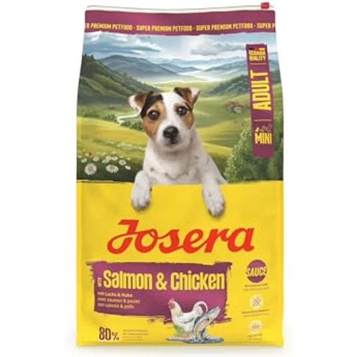 Josera Mini Adult Salmon & Chicken, glutenfreies Hundefutter für kleine Hunde, 10 kg mit knusprigen Kroketten und 80% tierischem Protein – Bild 1