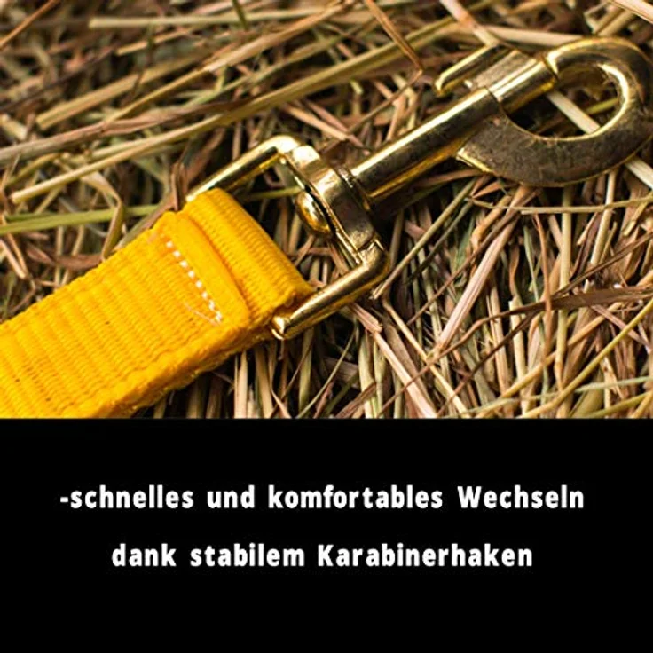 Pferdelinis Halfter für Kaltblut, 2-fach verstellbar an Kinnriemen und Genickstück, reißfest und pflegeleicht, Gelb – Bild 2