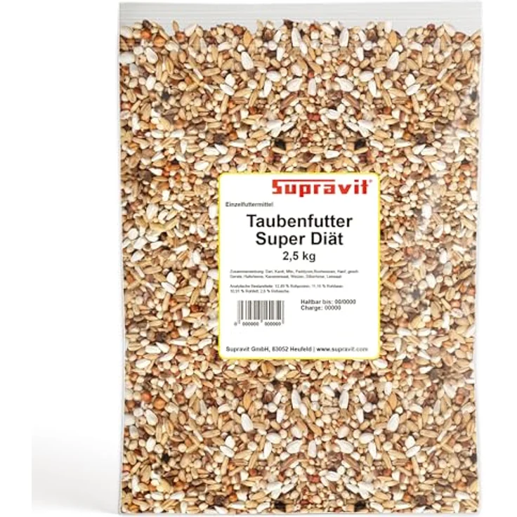 Supravit Super Diät Taubenfutter 2,5kg, ausgewogene Körnermischung ohne Mais für Reise- und Wettkampftauben – Bild 1