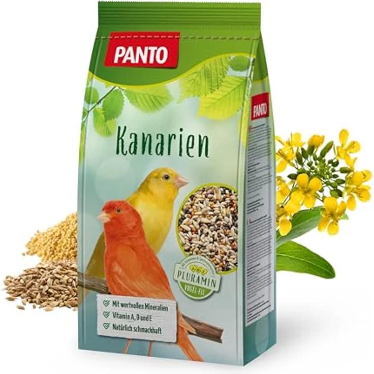 PANTO Kanarienfutter mit Pluramin, 5x1kg - Bunte Saatenmischung ohne Nüsse für gesunde Ziervögel – Bild 1