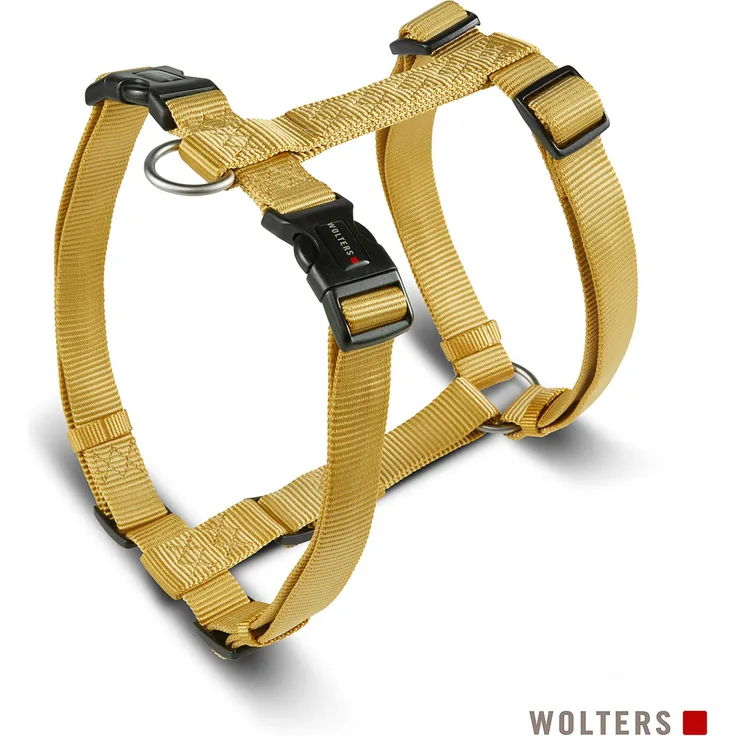 Wolters Professional Geschirr M, Hundegeschirr mit Halsband und Leine, 30-50 cm, curry gelb, bequem und schnell anziehbar